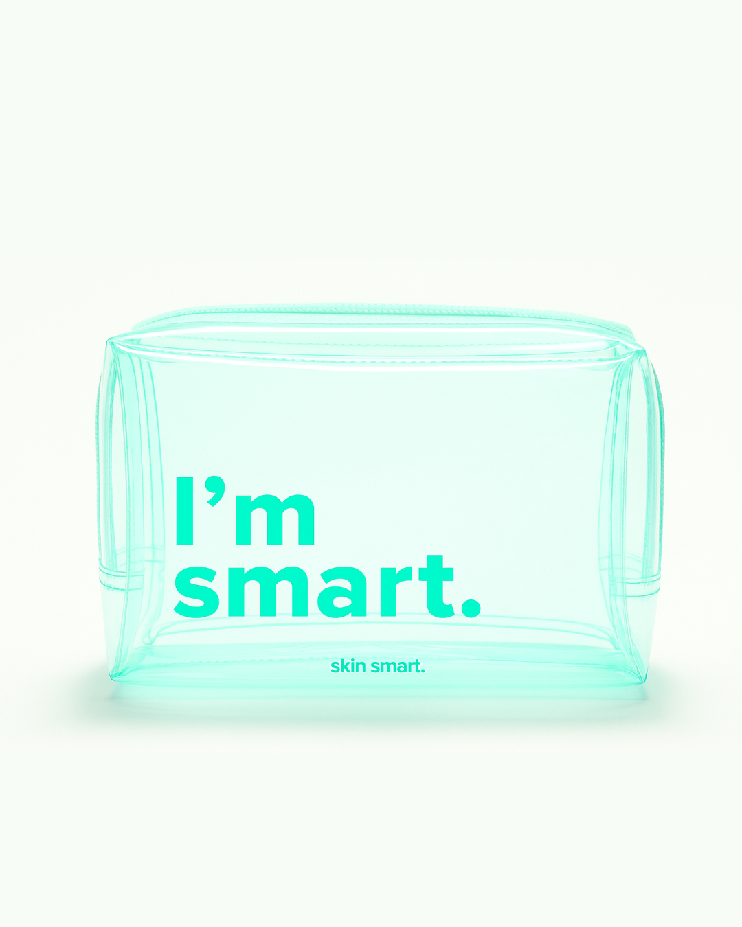 Clear pouch with 'I'm smart.' text on a white background