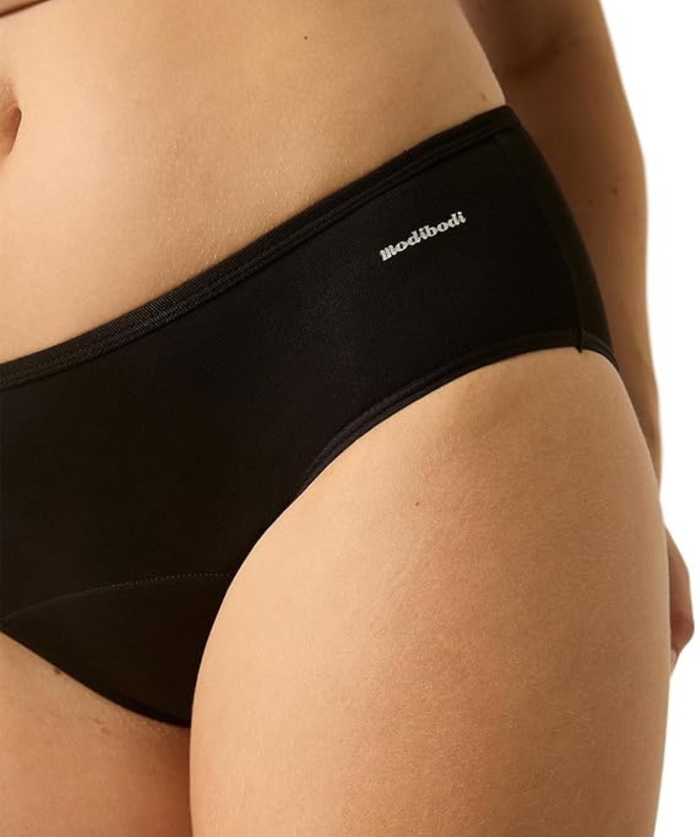 Modibodi Basic Mid-Rise Brief Moderate-Heavy, Black