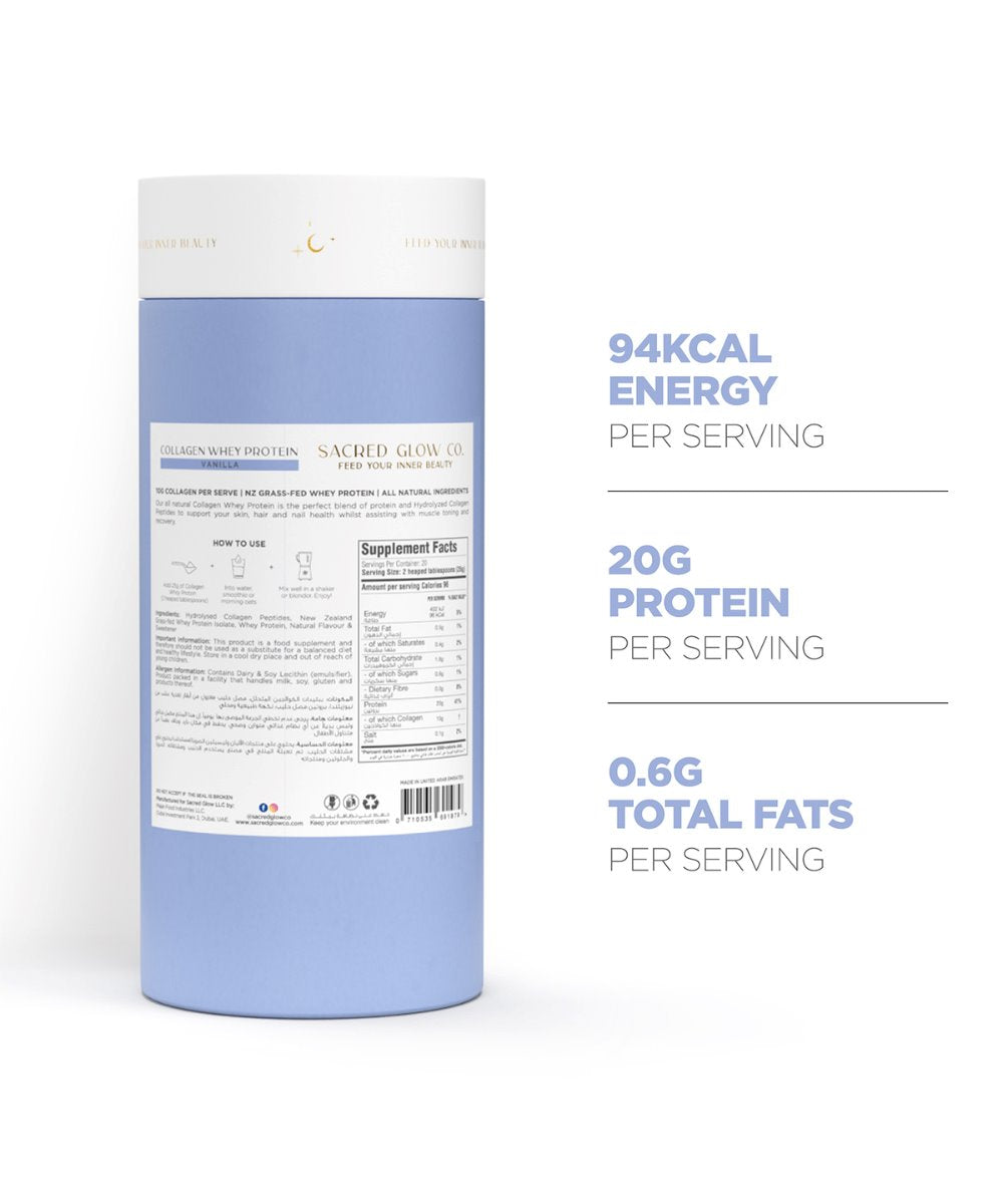 Sacred Glow Co. Collagen Whey Protein - Natural Vanilla Flavour
