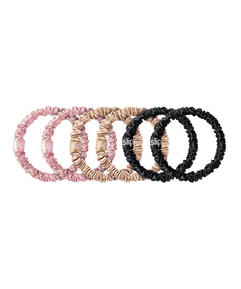 Slip Silk Skinnie Scrunchie (2 X Black 2 X Pink 2 X Caramel)