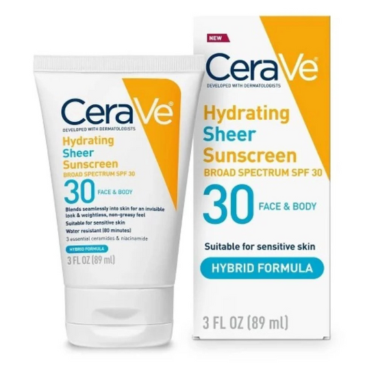 كريم الوقاية من الشمس CeraVe Hydrating Sheer Sunscreen SPF 30 للوجه والجسم