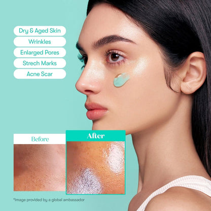 Before and after results showing improved skin texture and hydration.