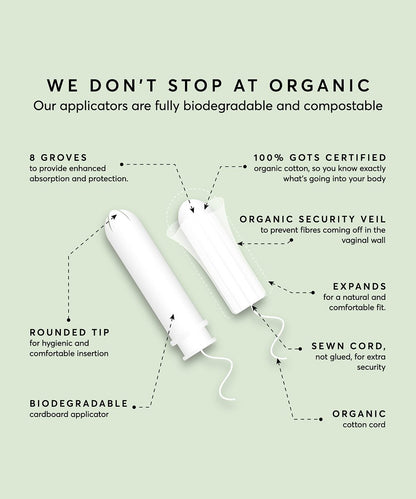 Grace & Green Organic Biodegradable Applicator Tampons - Super 