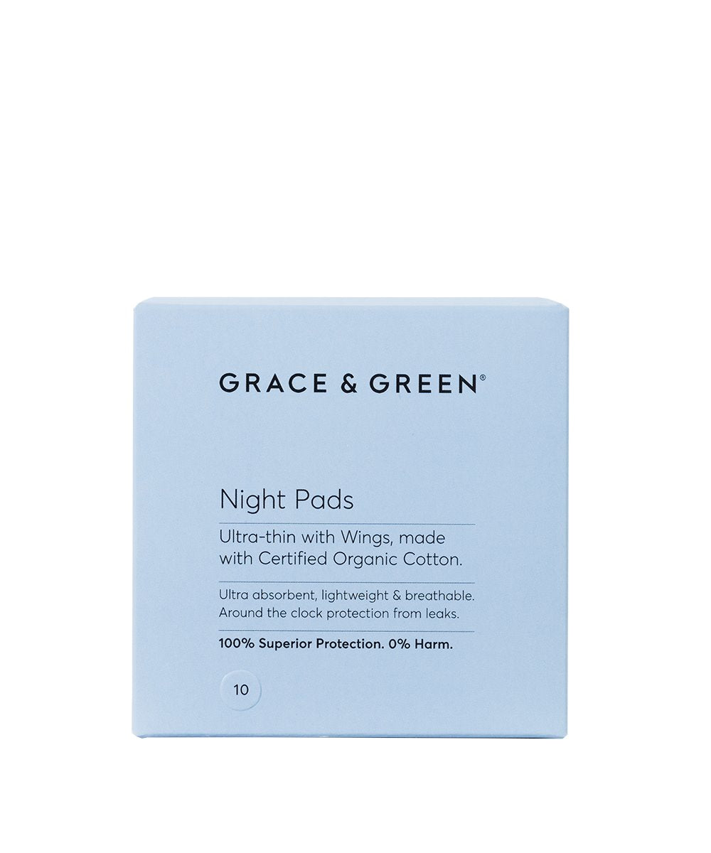 Grace & Green Organic Ultra-Thin Pads With Wings - Night 