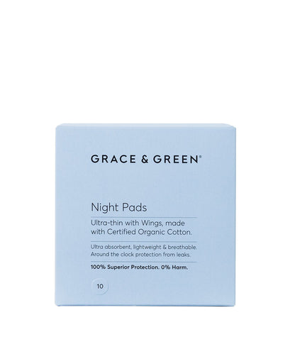 Grace & Green Organic Ultra-Thin Pads With Wings - Night 