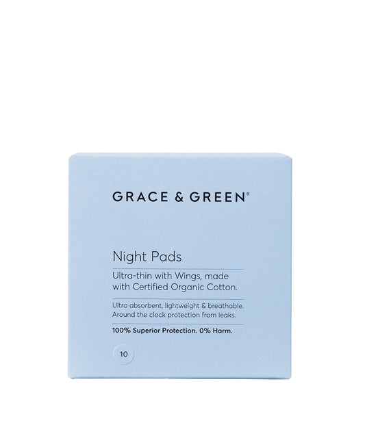 Grace & Green Organic Ultra-Thin Pads With Wings - Night 