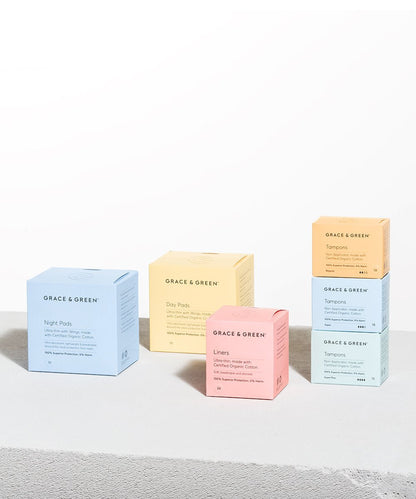 Grace & Green Organic Ultra-Thin Pads With Wings - Night 