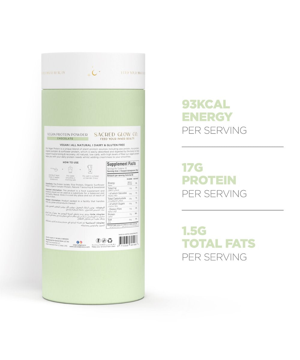 Sacred Glow Co. Vegan Protein - 4 Vegan Proteins - Natural Chocolate Flavour 