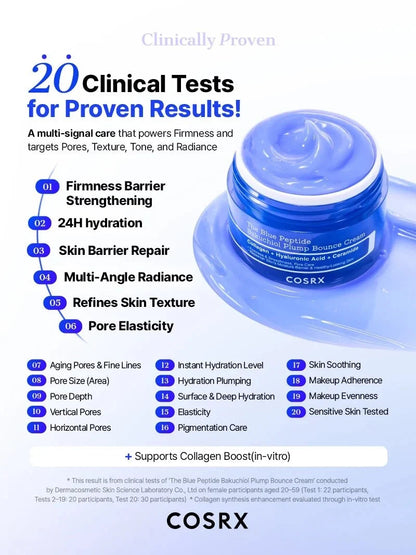 Buy Cosrx The Blue Peptide Bakuchiol Plump Bounce Cream 50ml Online in Saudi Arabia - YASHIE SA