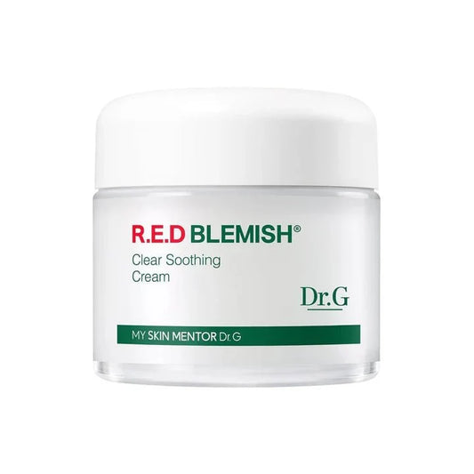 Front view of the Dr.G Red Blemish Clear Soothing Cream 70ml jar.