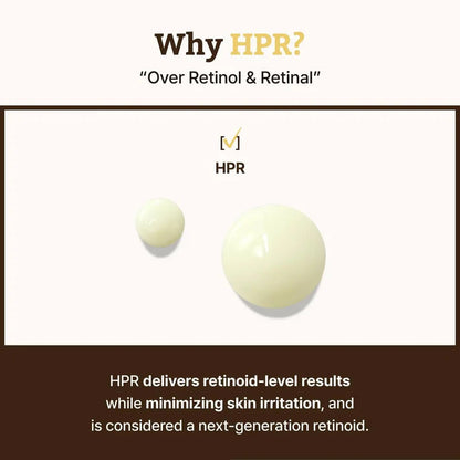 Close-up of the smooth, creamy serum texture highlighting HPR as a gentle, next-generation retinoid.