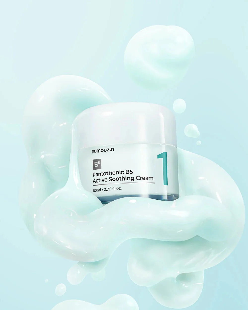 The lightweight, water-drop texture of Numbuzin No.1 Pantothenic B5 Soothing Cream.