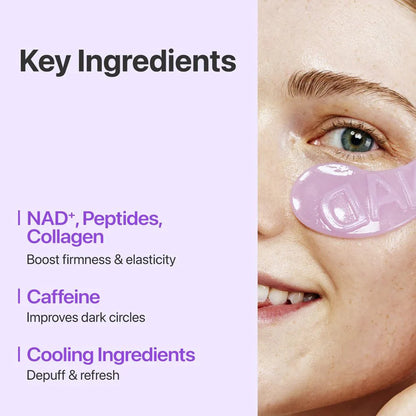 List of key ingredients including NAD+, Peptides, Collagen, Caffeine, and Cooling Agents.