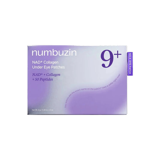 Numbuzin No.9 NAD+ Collagen Under Eye Patches purple product box.