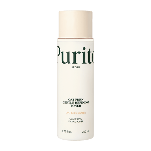 Front view of the 200ml Purito Oat PDRN Gentle Refining Toner bottle on a white background.