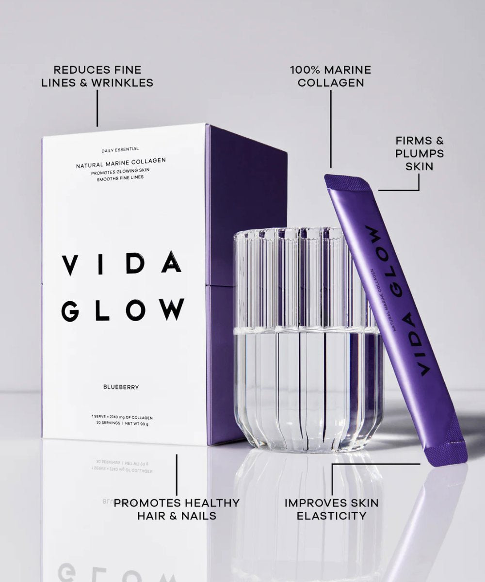 Vida Glow Natural Marine Collagen Sachets Blueberry 