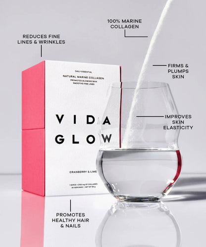 Vida Glow Natural Marine Collagen Sachets Cranberry & Lime 