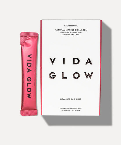 Vida Glow Natural Marine Collagen Sachets Cranberry & Lime 